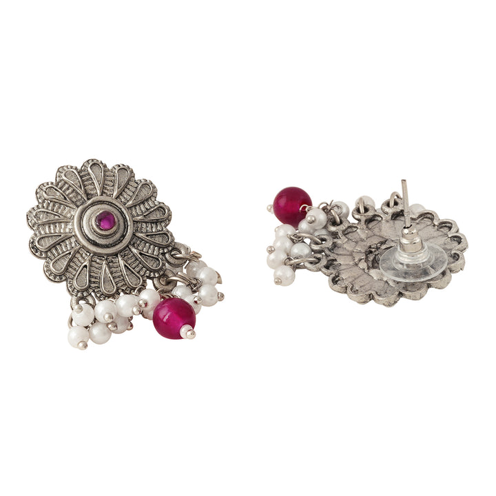 Teejh Kashibai Silver Oxidised Necklace Set