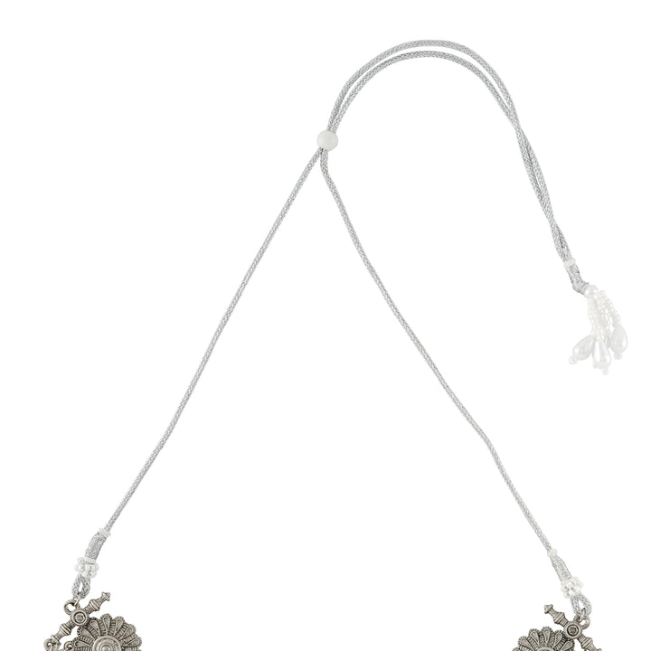 Teejh Kettilamma Silver Oxidised White Necklace Set