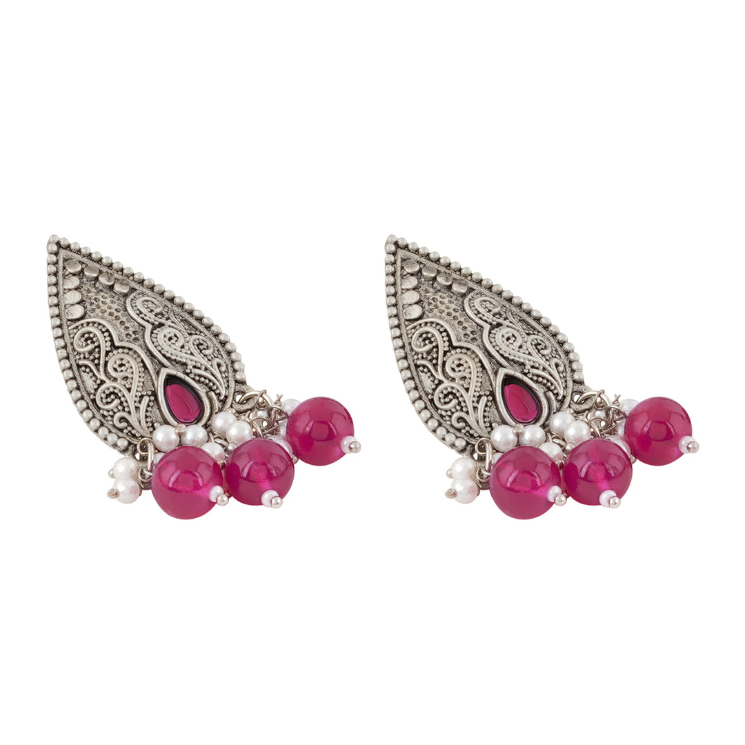 Teejh Putalabai Silver Oxidised Ruby Necklace Set