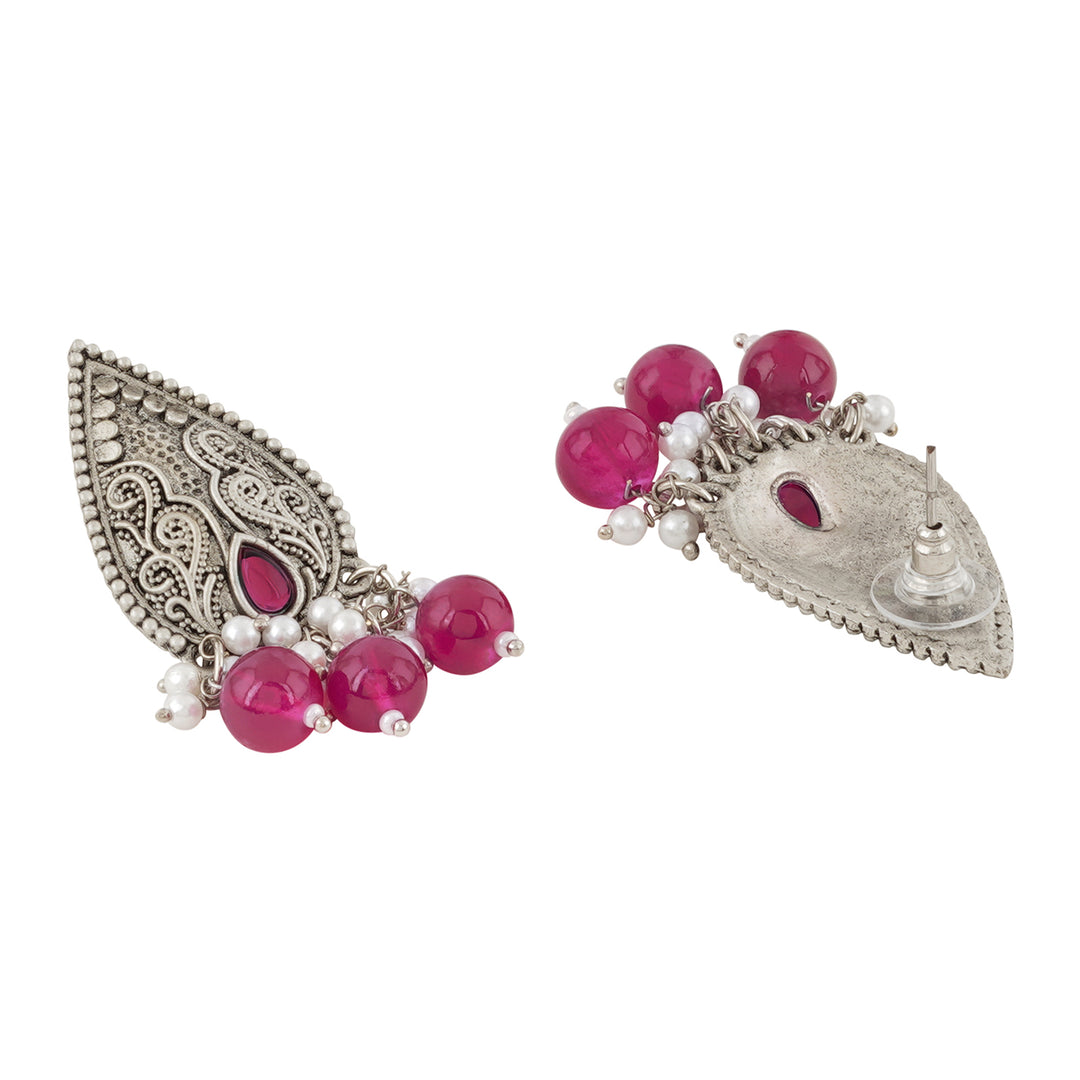 Teejh Putalabai Silver Oxidised Ruby Necklace Set