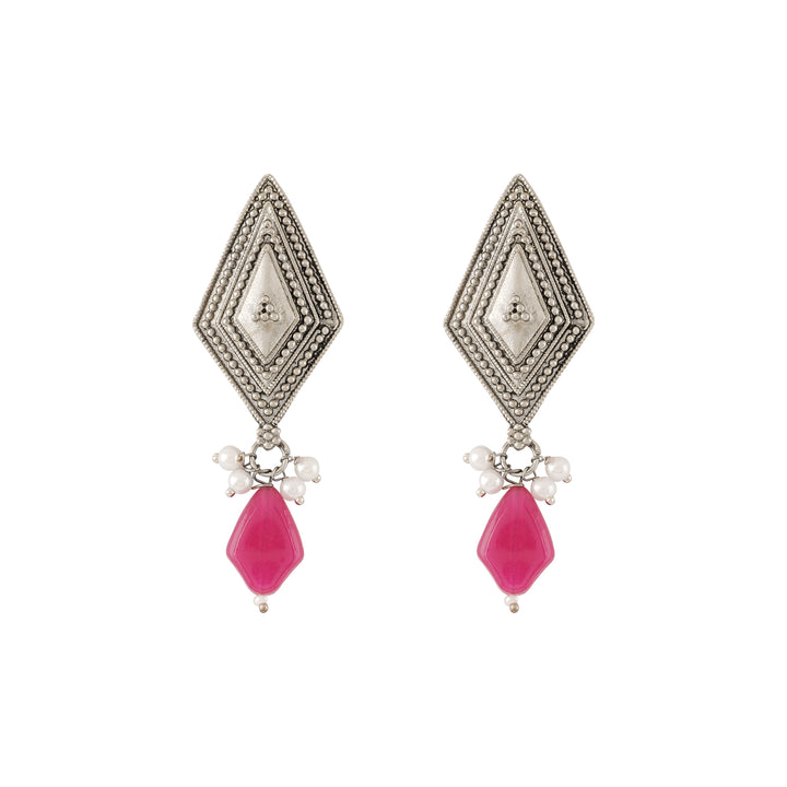 Teejh Sakina Silver Oxidised Ruby Necklace Set