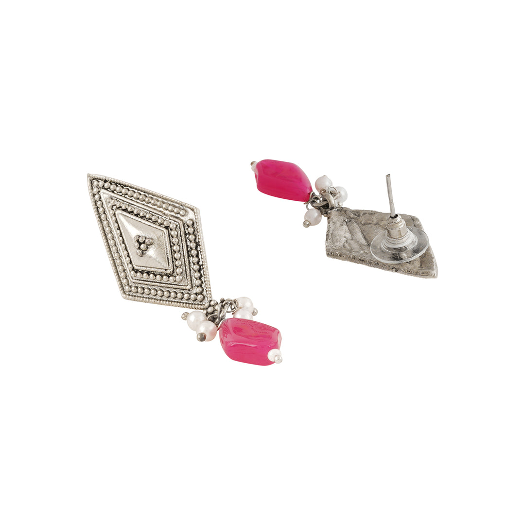 Teejh Sakina Silver Oxidised Ruby Necklace Set