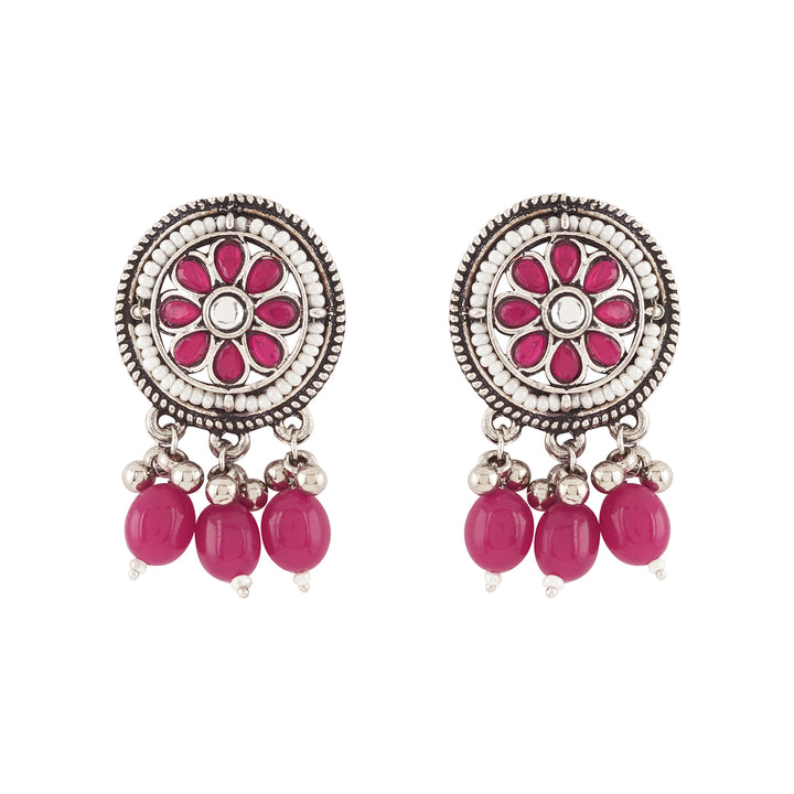 Teejh Satyavati Silver Oxidised Ruby Necklace Set