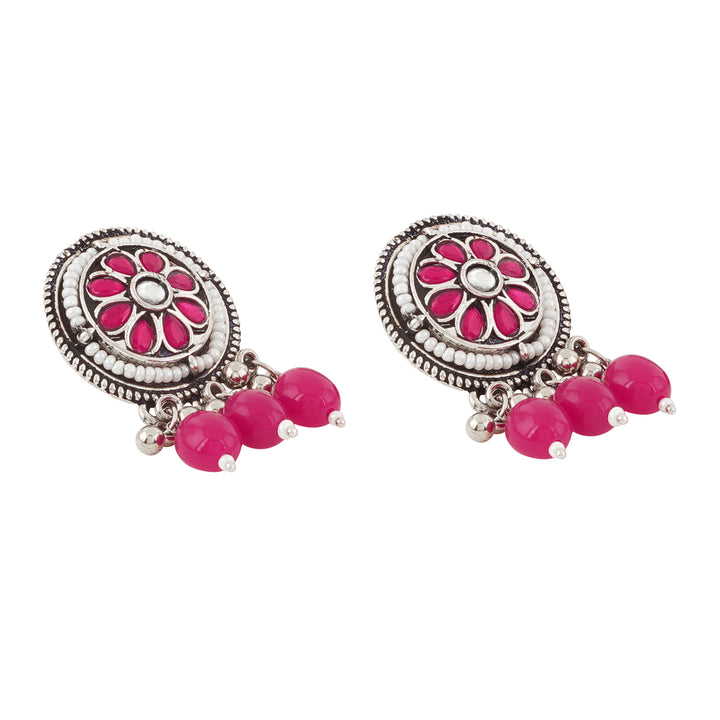 Teejh Satyavati Silver Oxidised Ruby Necklace Set