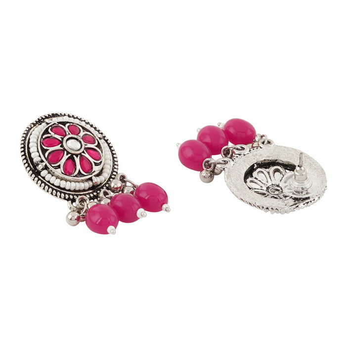 Teejh Satyavati Silver Oxidised Ruby Necklace Set