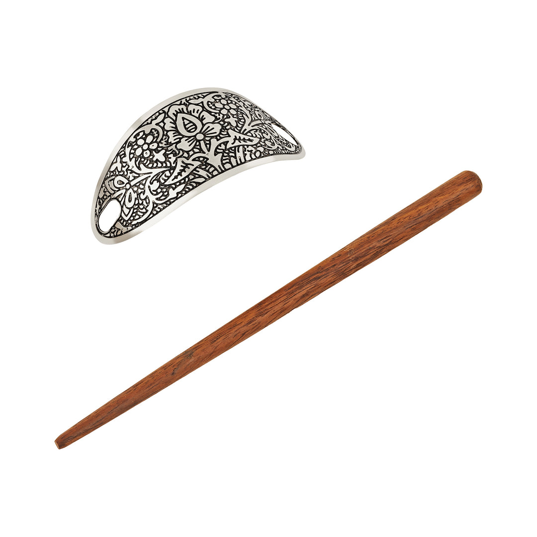 Teejh Akanksha Silver lossy Bun Stick