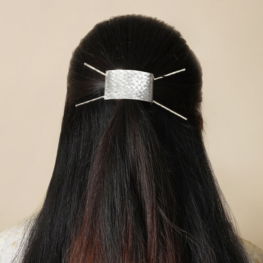 Teejh Nithya Silver lossy Bun Stick