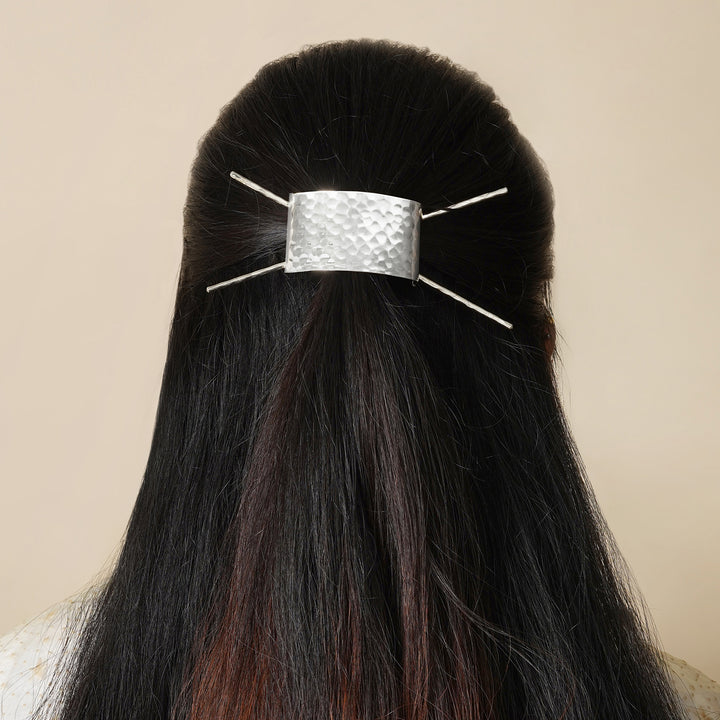 Teejh Nithya Silver lossy Bun Stick