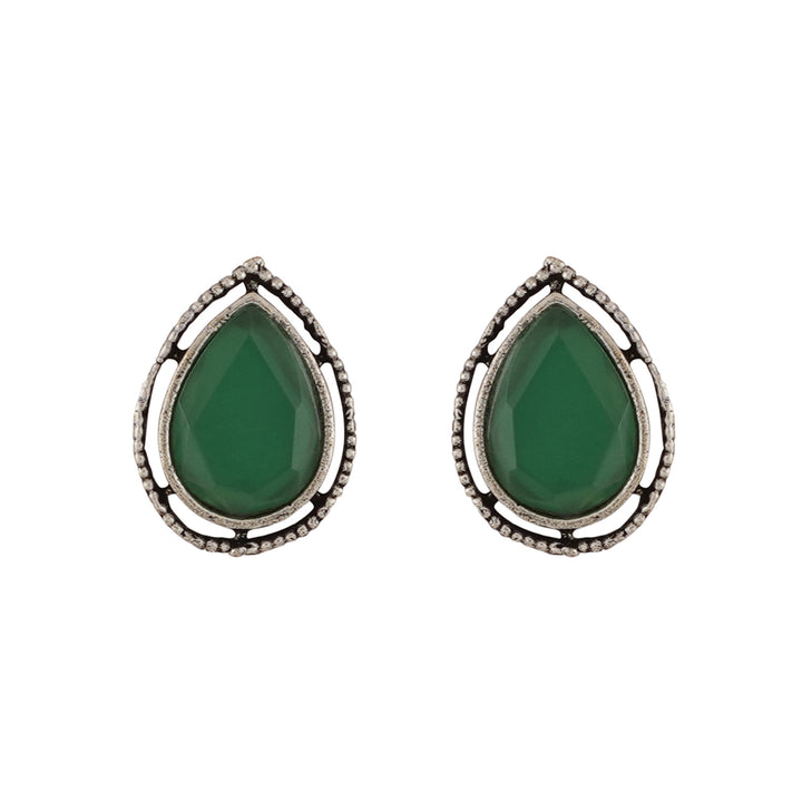 Teejh Silver and Green Medow Necklace Set