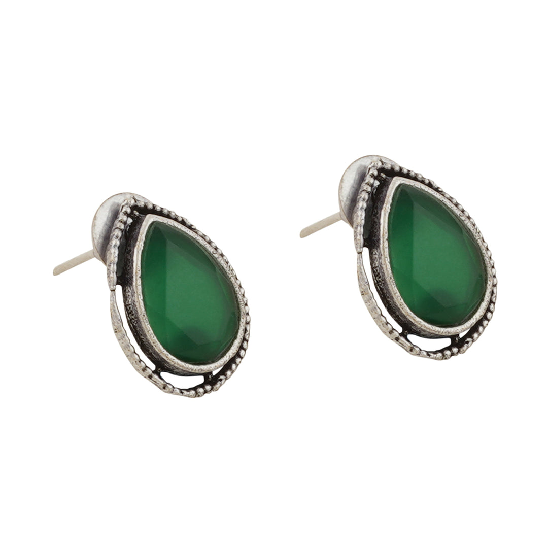 Teejh Silver and Green Medow Necklace Set