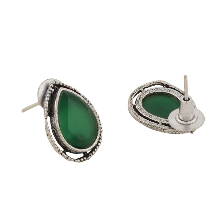 Teejh Silver and Green Medow Necklace Set