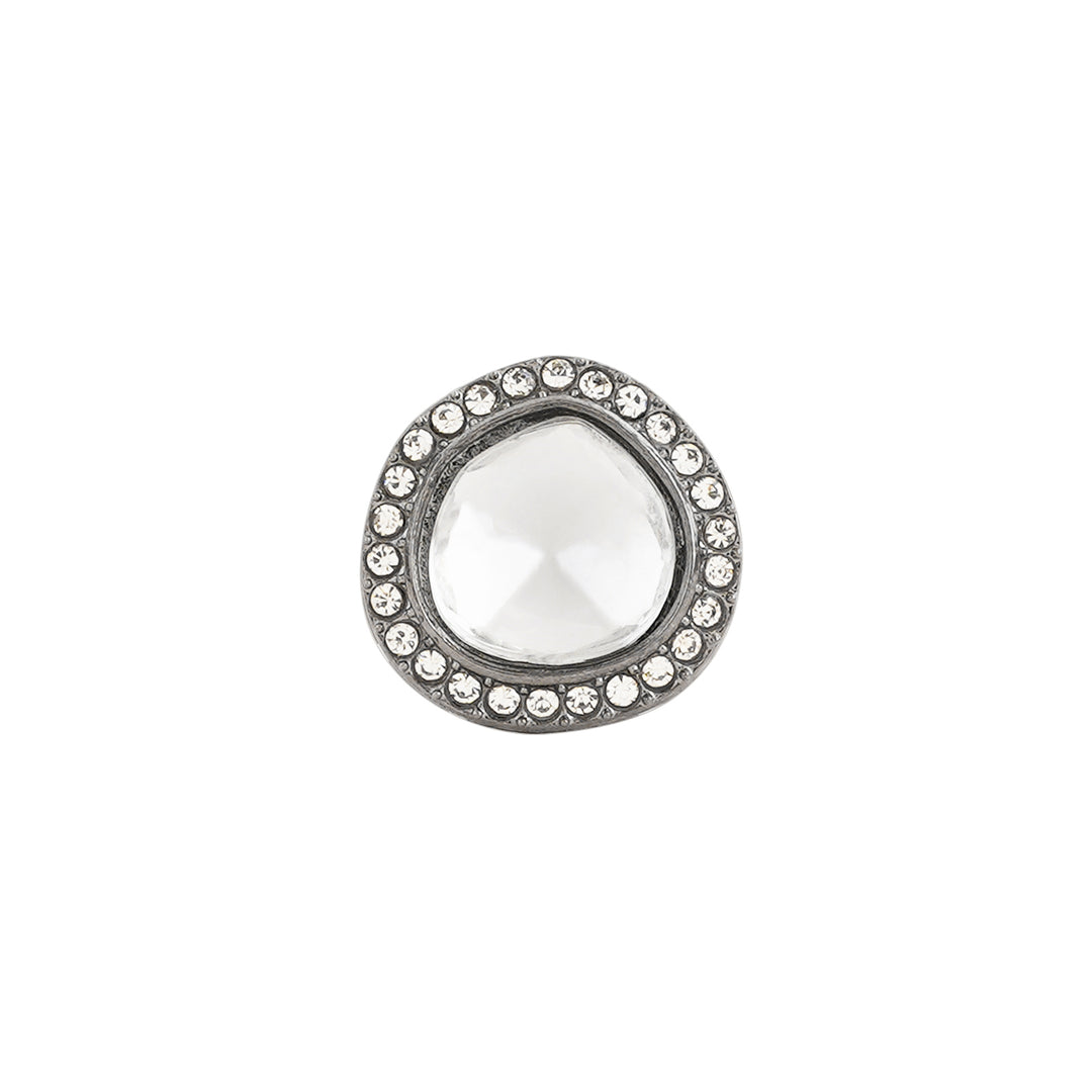 Teejh Silver Oxidised Polki Ring
