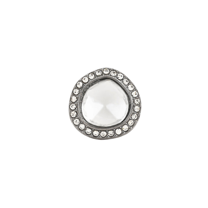 Teejh Silver Oxidised Polki Ring