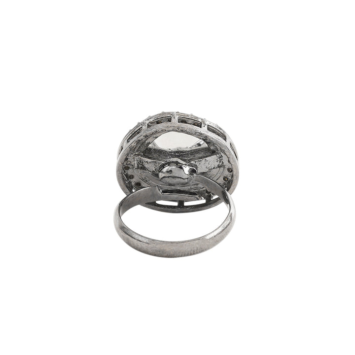 Teejh Silver Oxidised Polki Ring