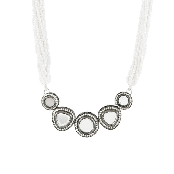 Teejh Padmini Silver Oxidised Polki Set