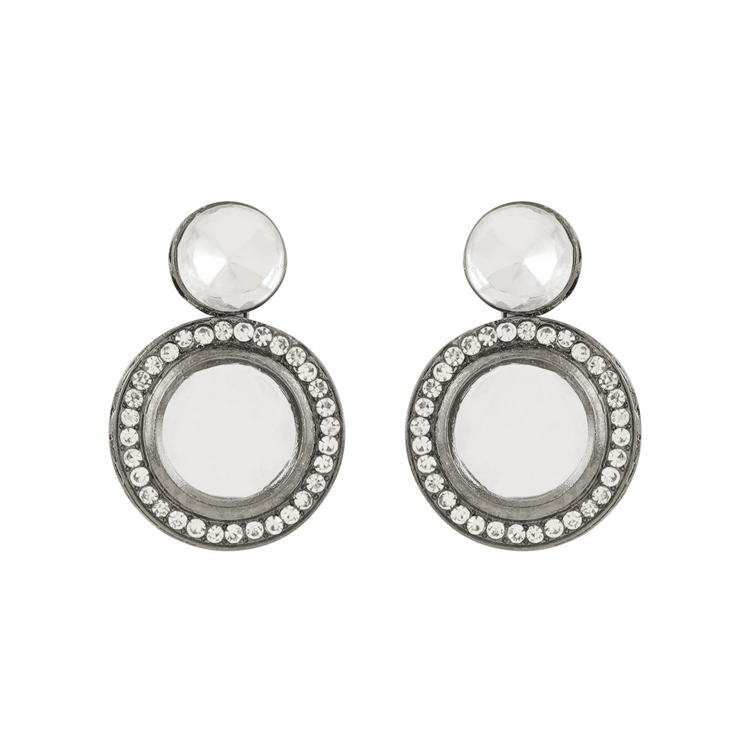 Teejh Padmini Silver Oxidised Polki Set