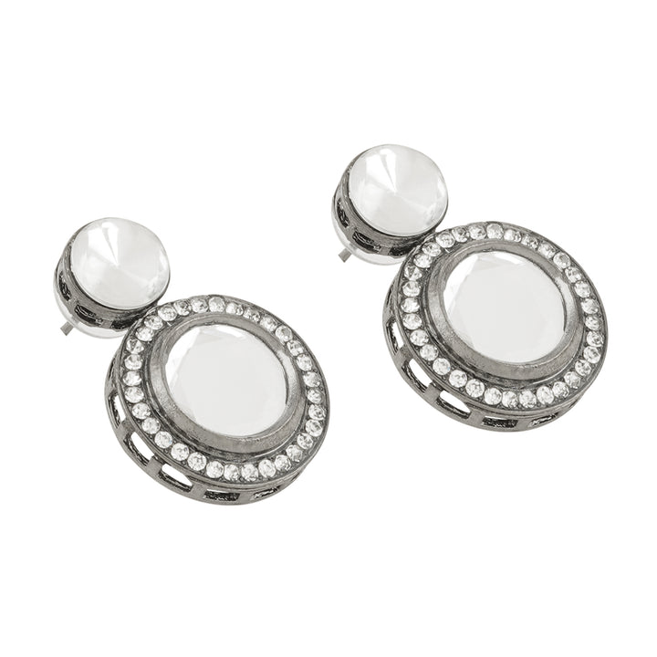Teejh Padmini Silver Oxidised Polki Set