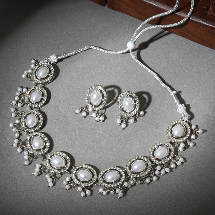 Teejh Nargis Silver Polki Set