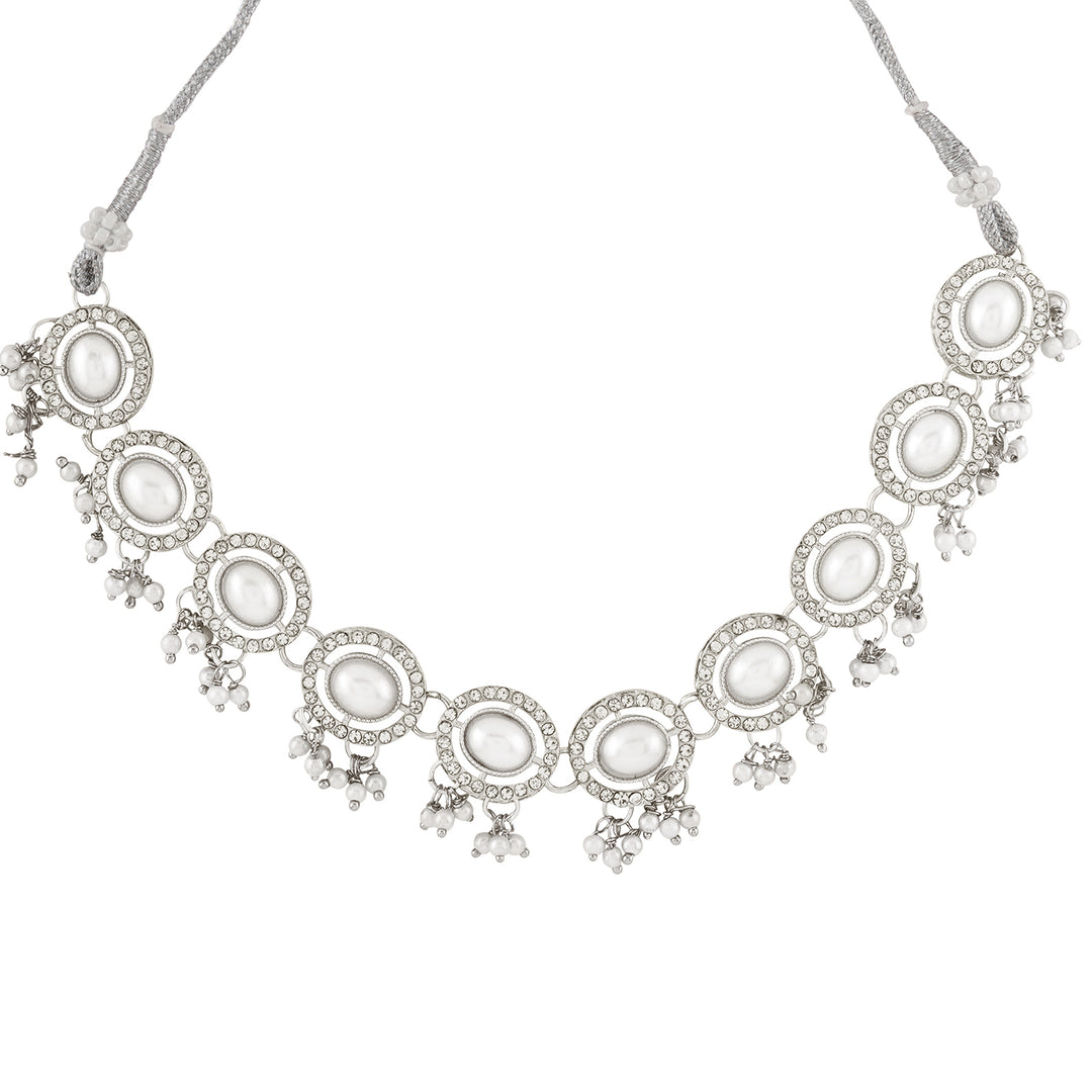 Teejh Nargis Silver Polki Set