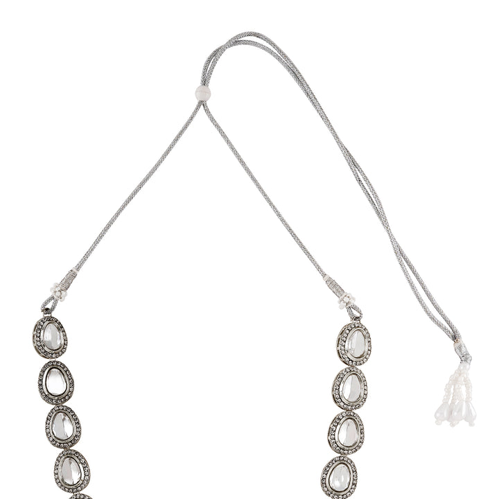 Teejh Kanak Silver Oxidised Uncut Polki Set