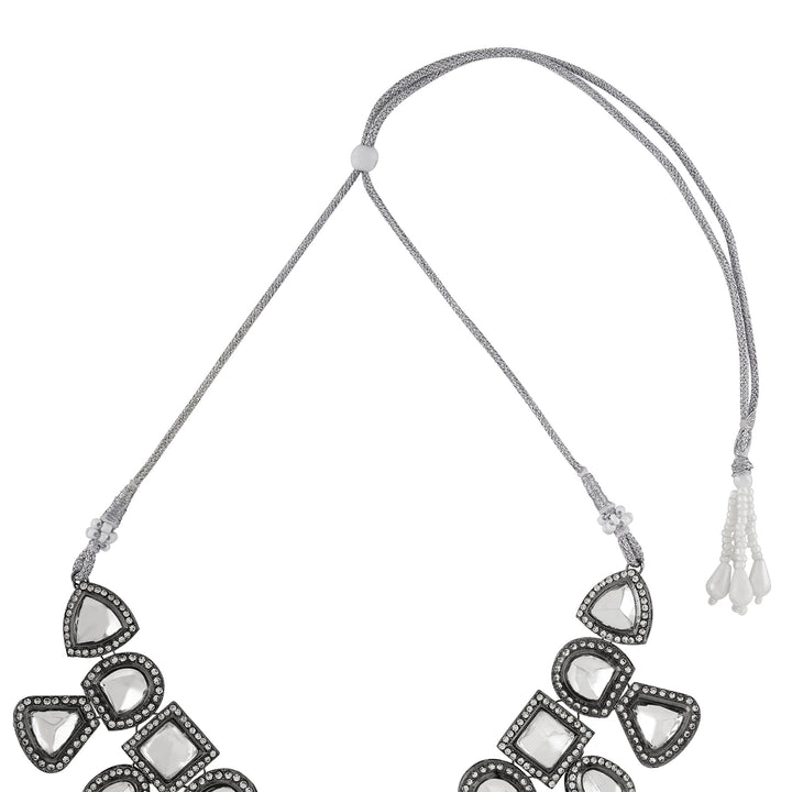 Teejh Zahra Gold and Silver Oxidised Polki Set