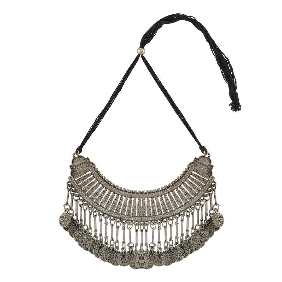 Chamak Silver Oxidised Necklace