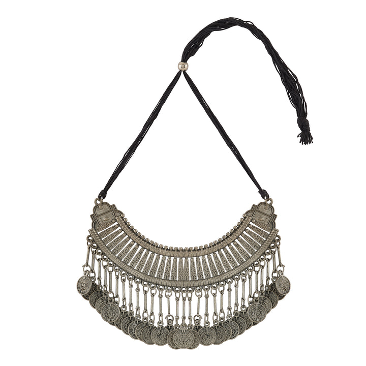 Chamak Silver Oxidised Necklace