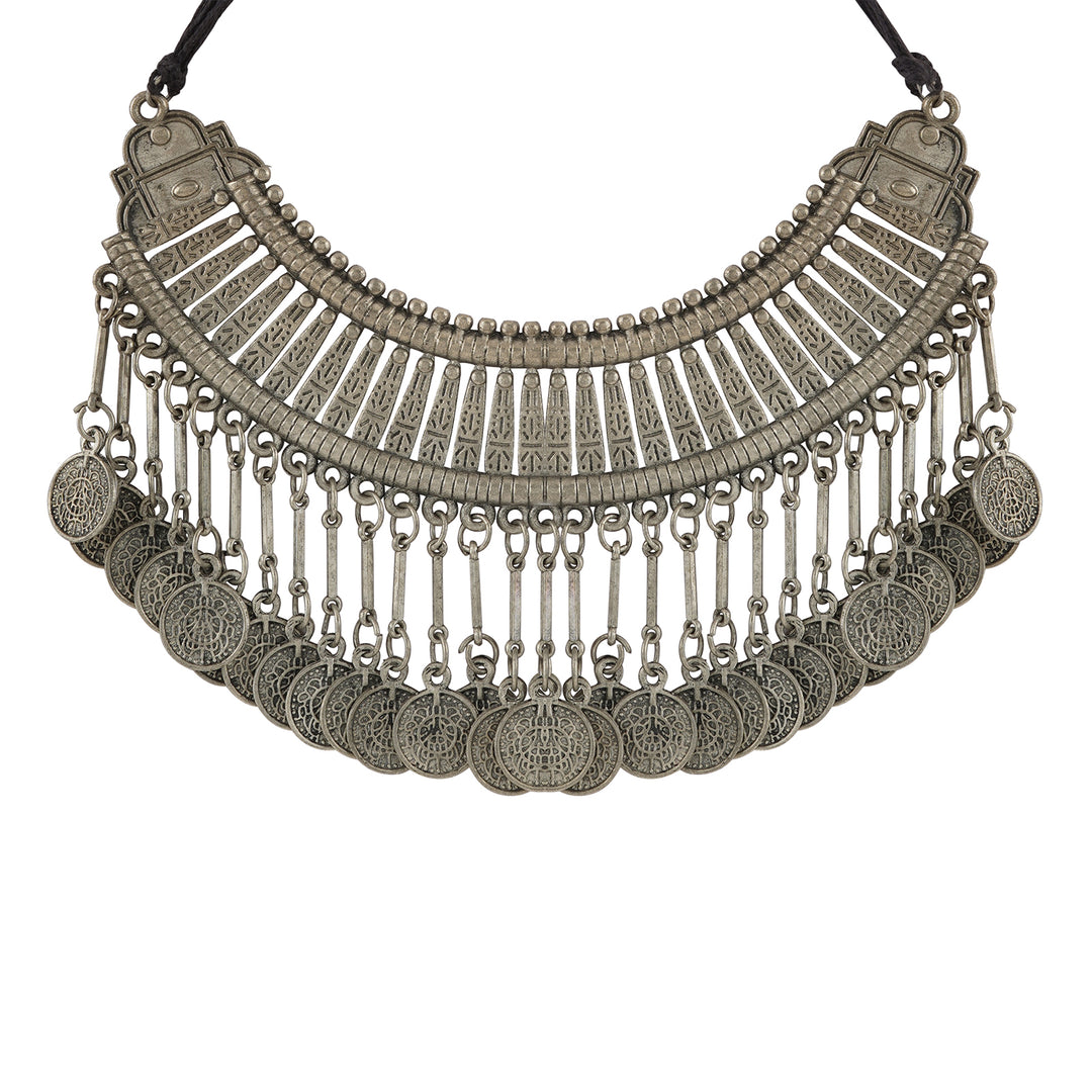 Chamak Silver Oxidised Necklace