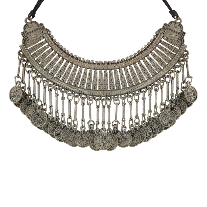 Chamak Silver Oxidised Necklace