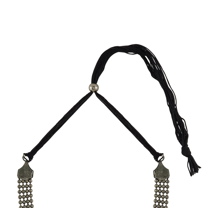 Ruksaar Silver Oxidised Pearl Necklace Set