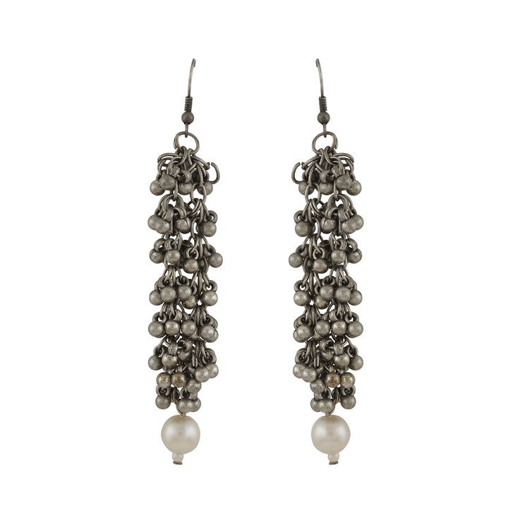 Ruksaar Silver Oxidised Pearl Necklace Set