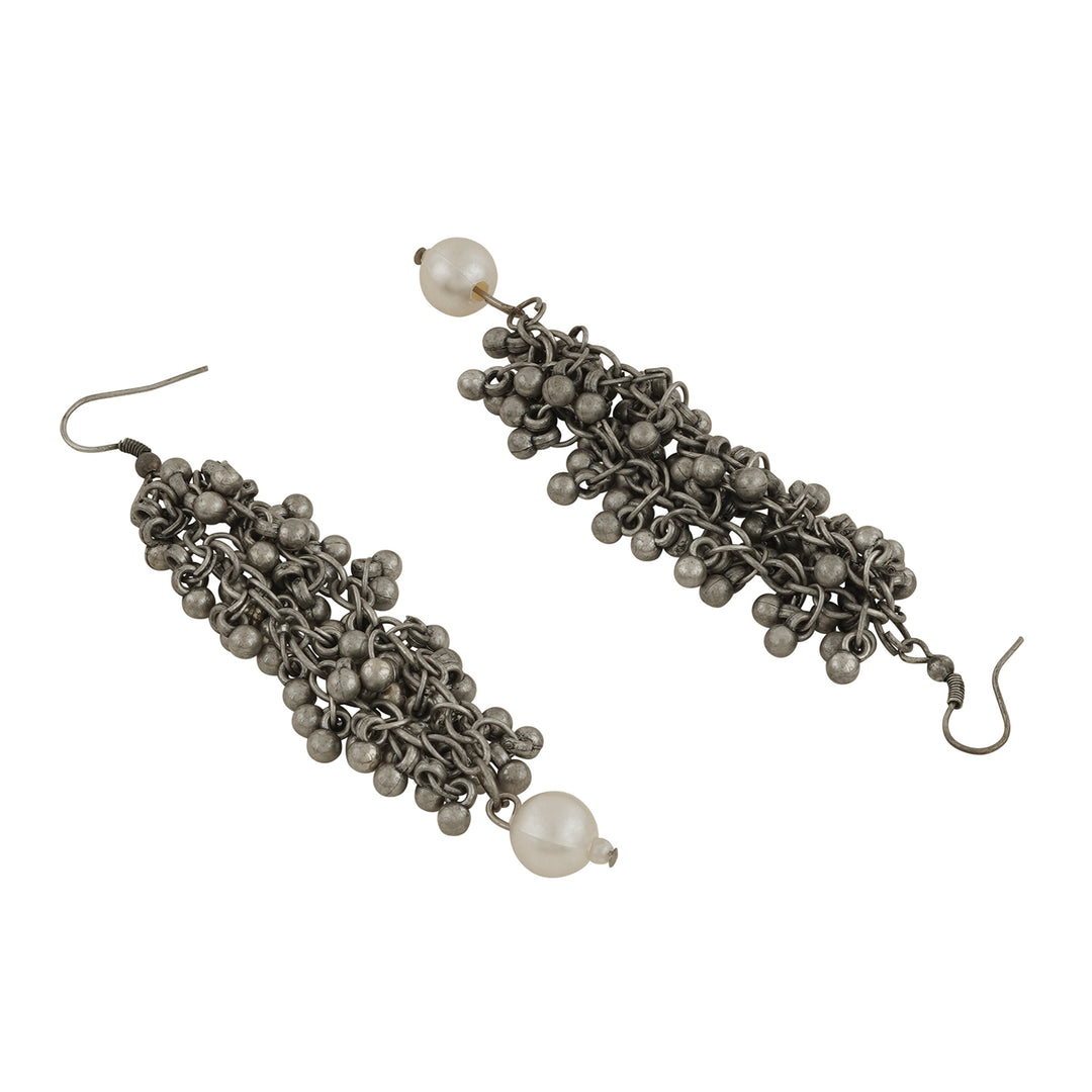 Ruksaar Silver Oxidised Pearl Necklace Set