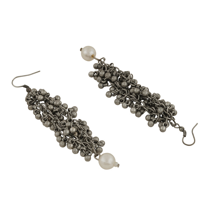 Ruksaar Silver Oxidised Pearl Necklace Set