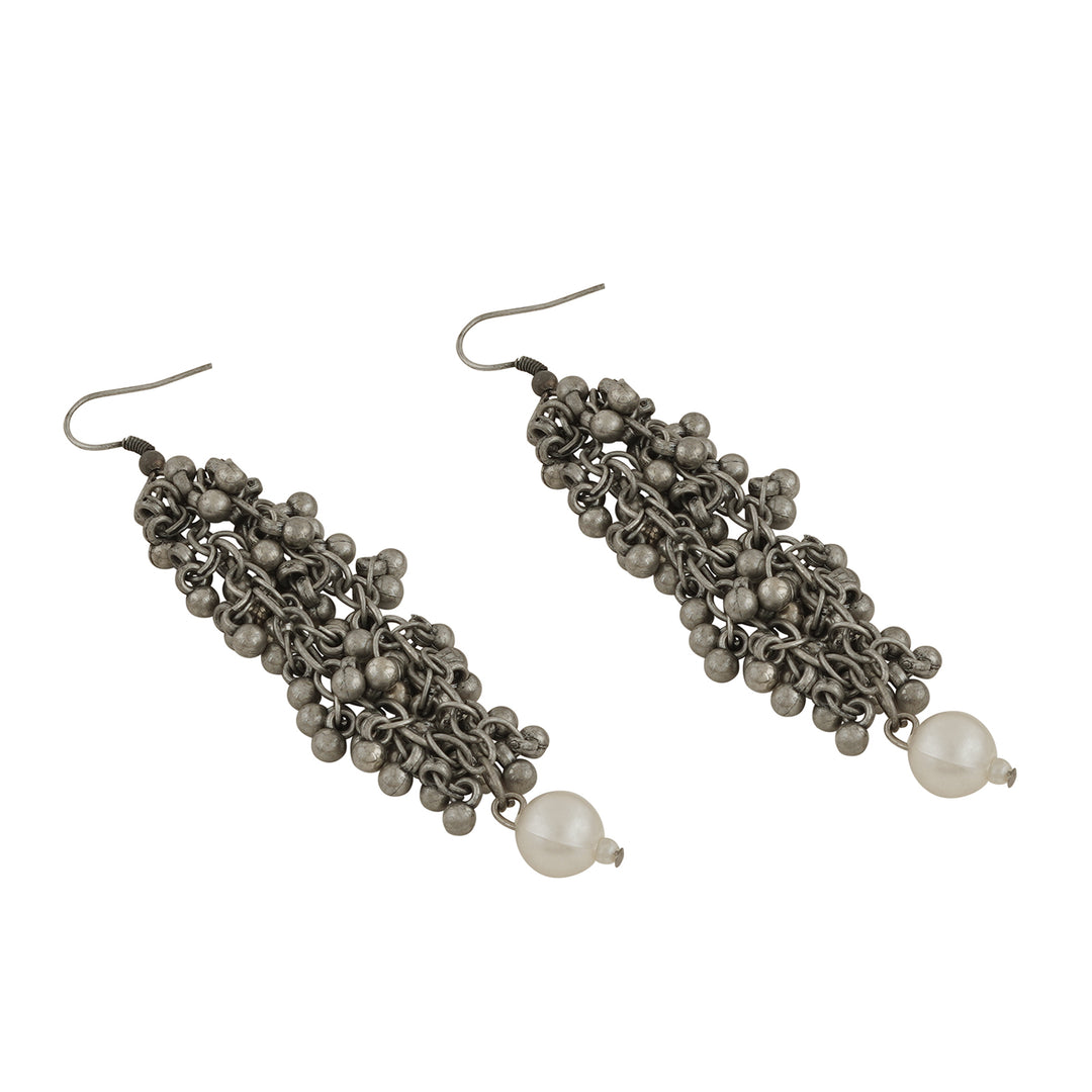 Ruksaar Silver Oxidised Pearl Necklace Set