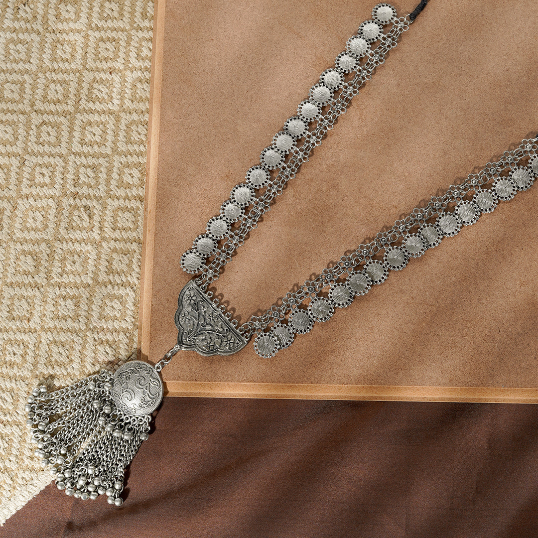 Vrish Silver Oxidised Necklace
