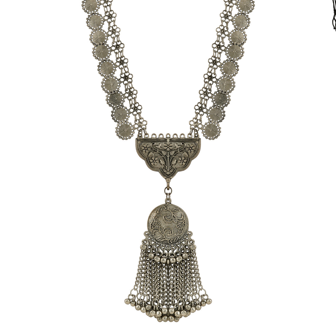Vrish Silver Oxidised Necklace