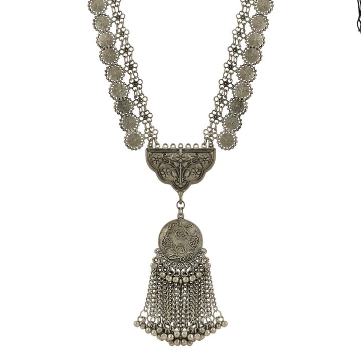 Vrish Silver Oxidised Necklace