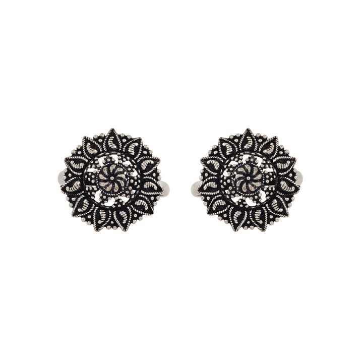 Saheli Silver Oxidised Toe Ring