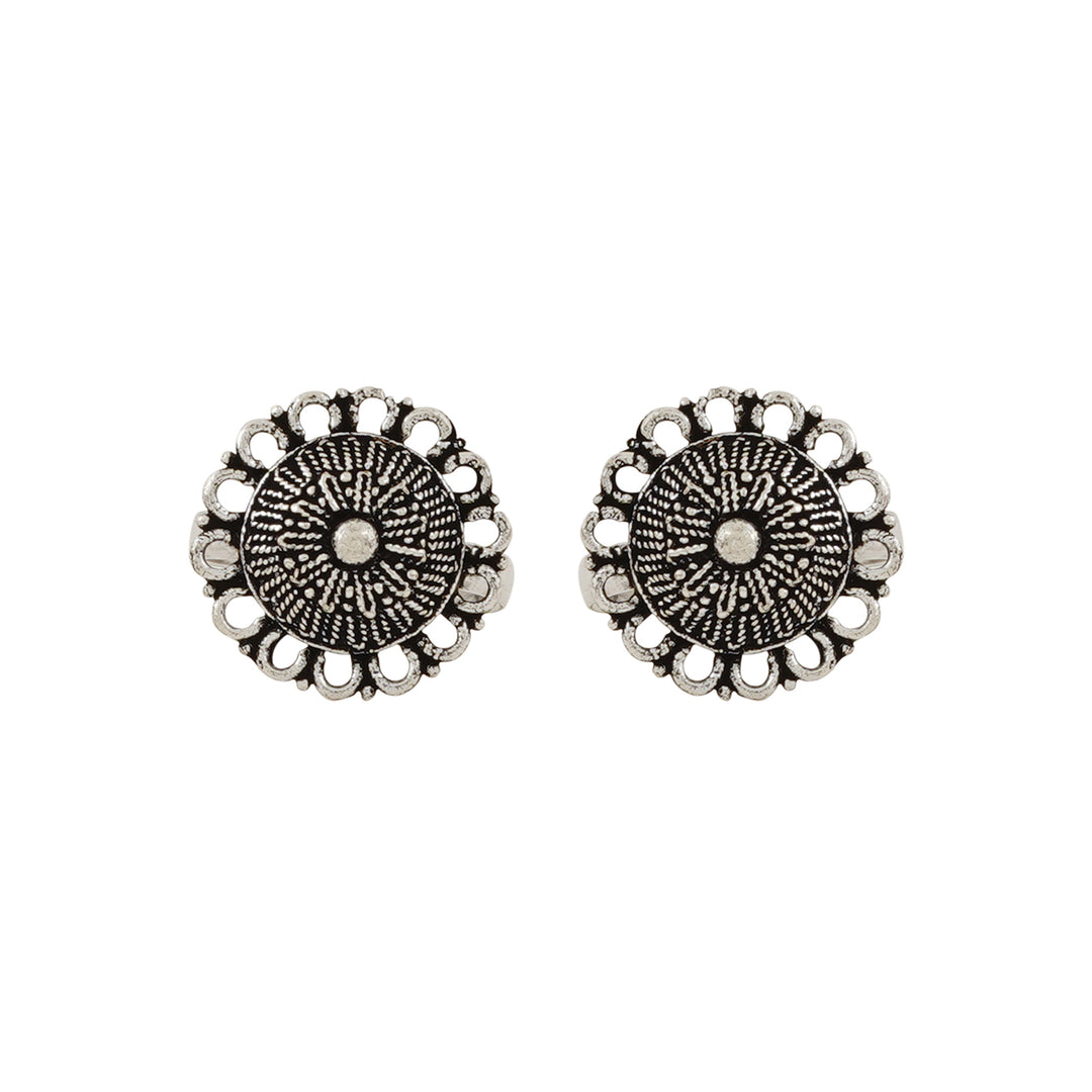 Nishka Silver Oxidised Toe Ring