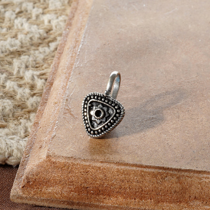 Naksha Silver Oxidised Nose Pin