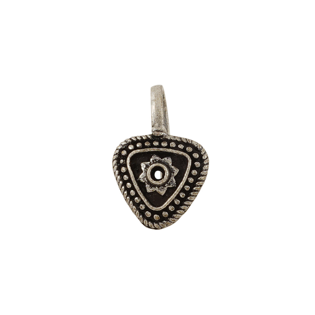 Naksha Silver Oxidised Nose Pin