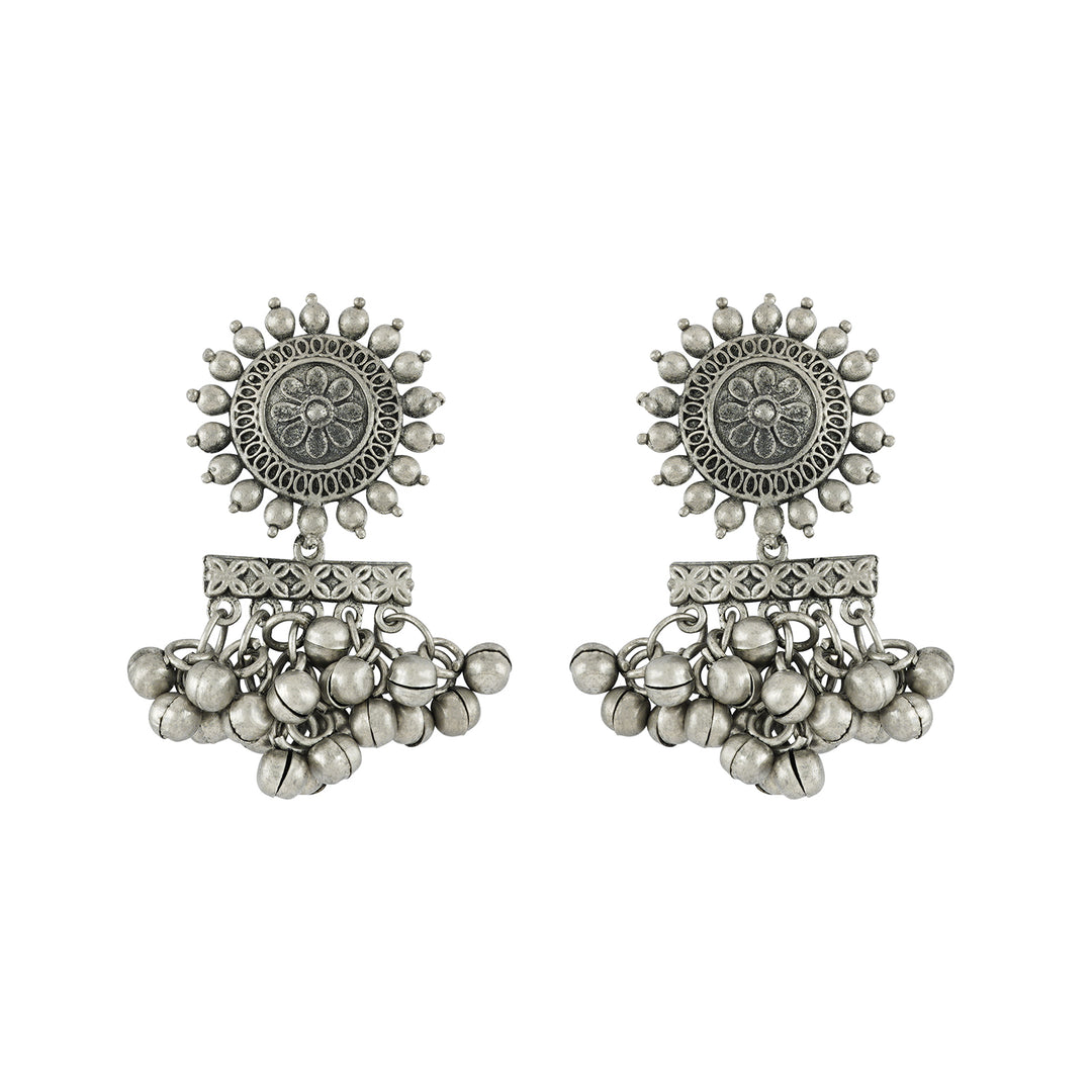 Rumjhum Silver Oxidised Earring