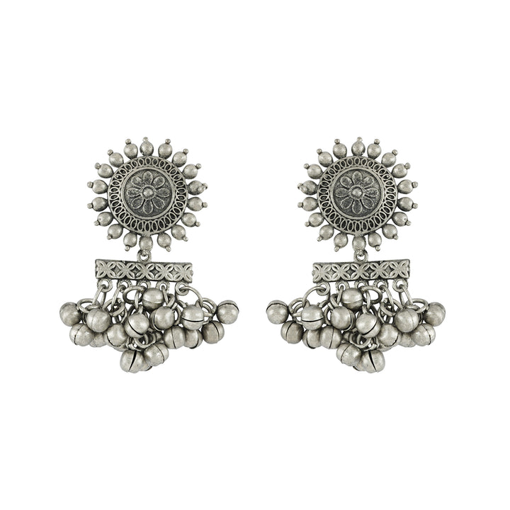 Rumjhum Silver Oxidised Earring