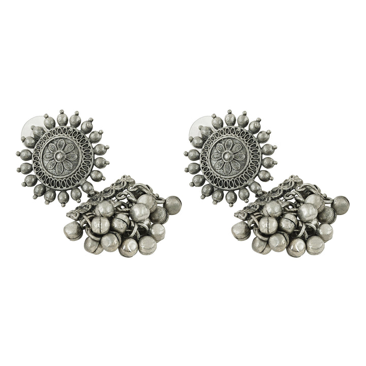Rumjhum Silver Oxidised Earring