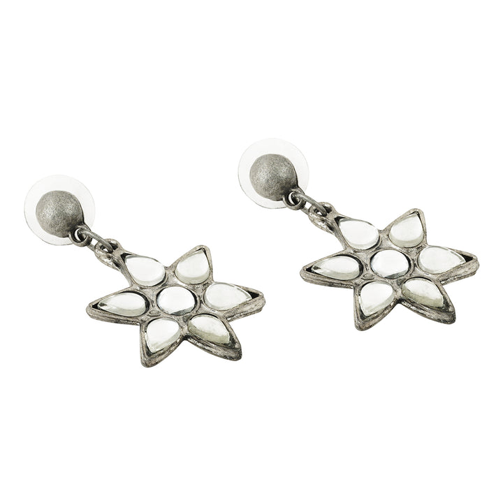 Dravya Silver Oxidised White stone  Necklace Set