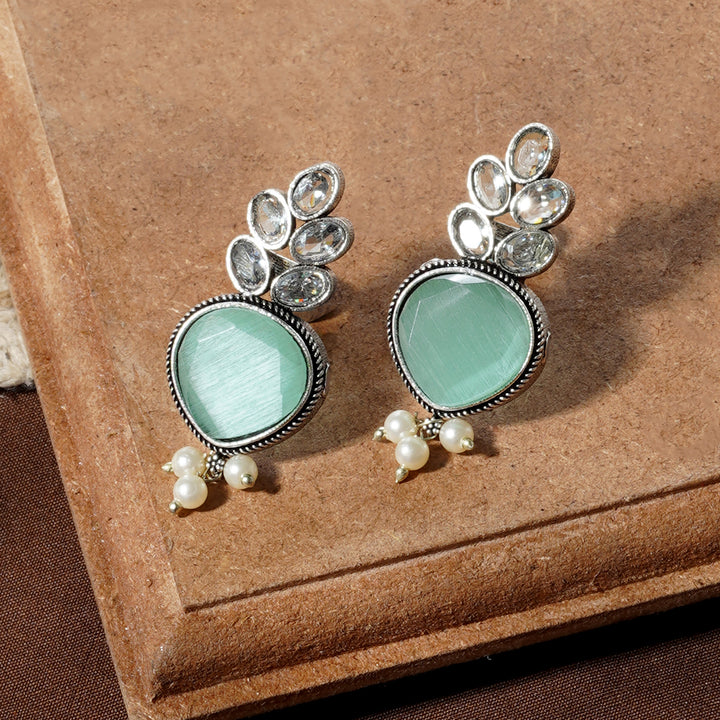 Teejh Whispering Sea Green Silver Earrings