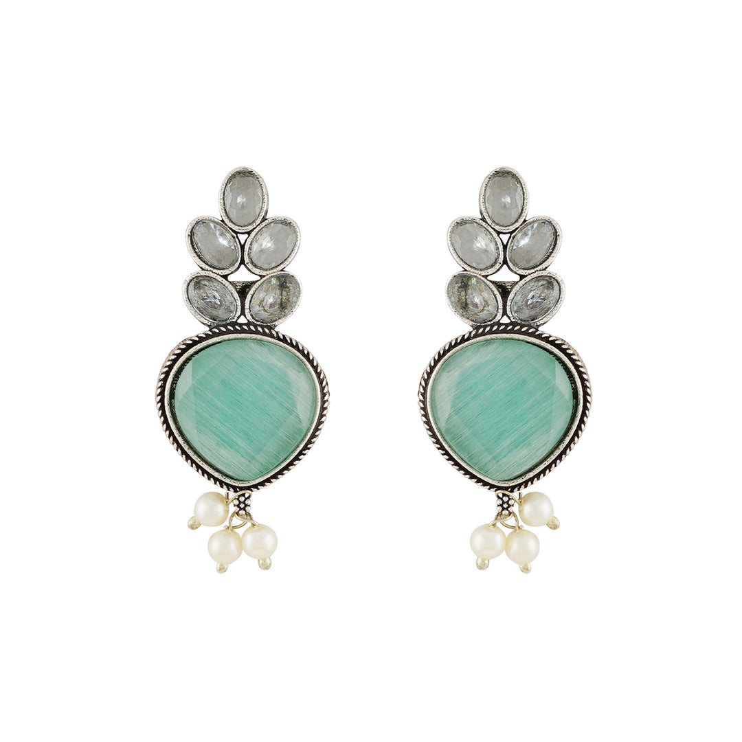 Teejh Whispering Sea Green Silver Earrings