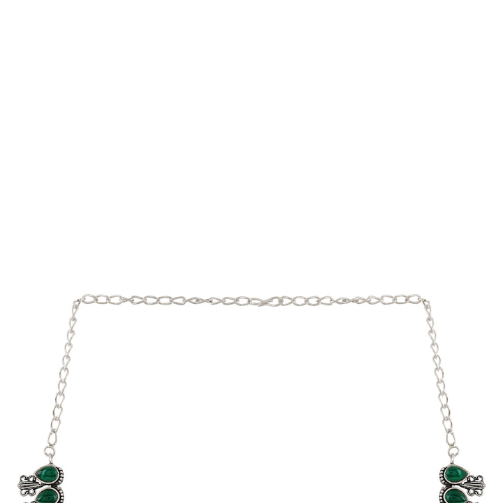 Teejh Silver Green Blossom Necklace Set