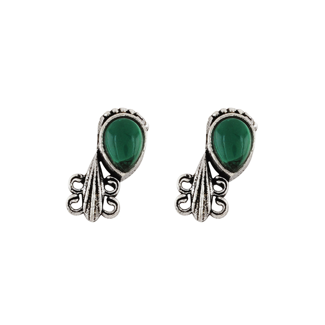 Teejh Silver Green Blossom Necklace Set