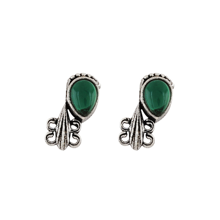 Teejh Silver Green Blossom Necklace Set